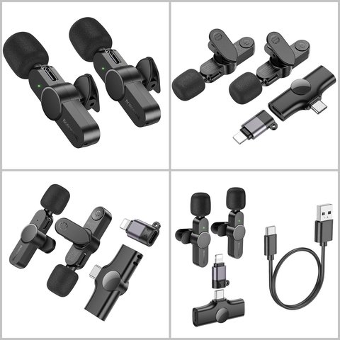 Мікрофон петличний Borofone BFK12, безпровідний, з кліпсою, USB тип-C, Lightning Прев'ю 1