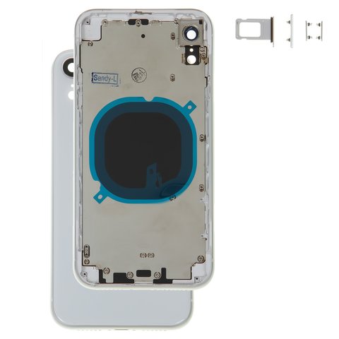 Housing compatible with iPhone XR, (white, with SIM card holders, with side buttons) Preview 1