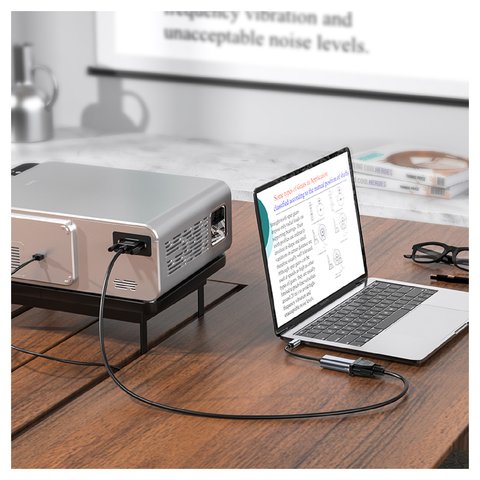 Адаптер Hoco UA21, для проектора, для монітора, VGA, USB тип-C, сірий, #6931474784100 Прев'ю 1