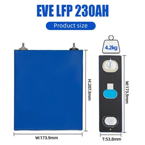 Акумулятор EVE LF230, LiFePO4, 3,2 B, 230 Аг, grade a Прев'ю 3