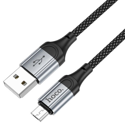 USB кабель Hoco X102, USB тип-A, micro-USB тип-B, 100 см, 2,4 А, черный, в нейлоновой оплетке, #6942007608763 Превью 2