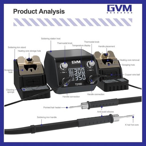 Паяльна станція GVM T210D, цифрова, 60 Вт Прев'ю 7